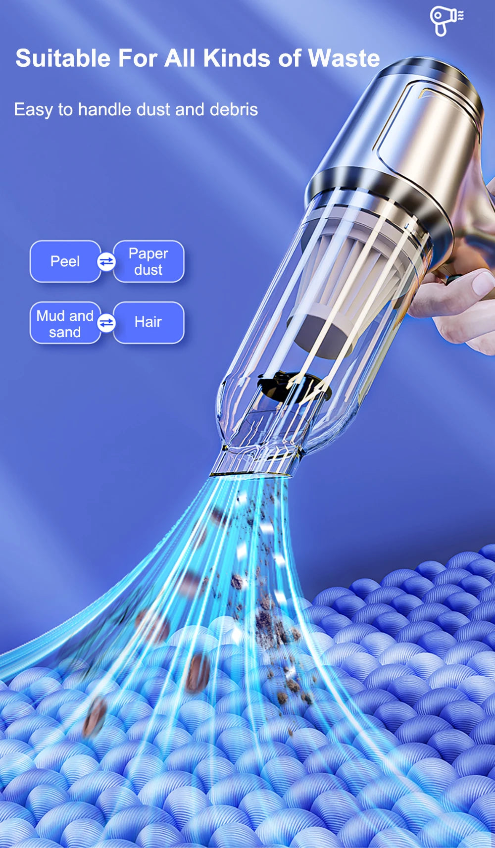 Bezprzewodowy mini odkurzacz samochodowy – przenośny odkurzacz do auta